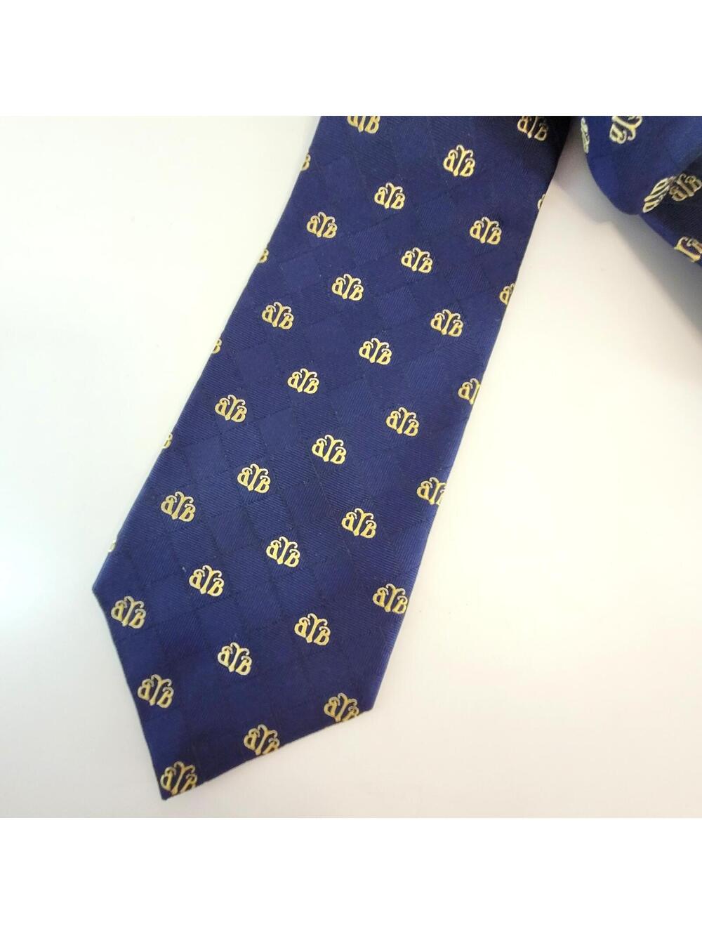 Brooks Brothers Country Club Silk Tie Blue Gold BB Logo Bee England
